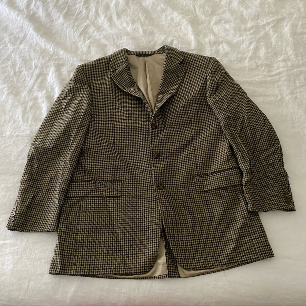 Vintage Burberry brown wool herringbone blazer